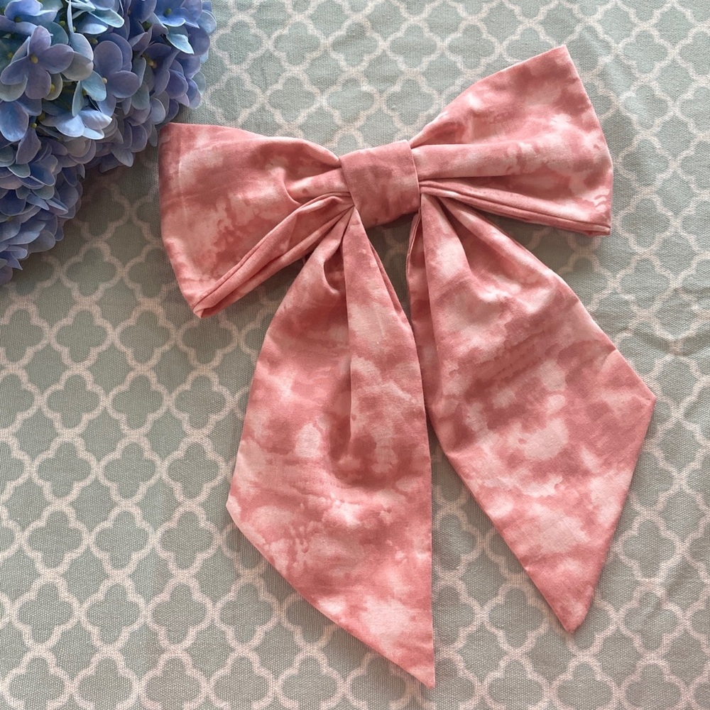 Handmade Fabric Pink Tie Dye Print Bow for Wreath